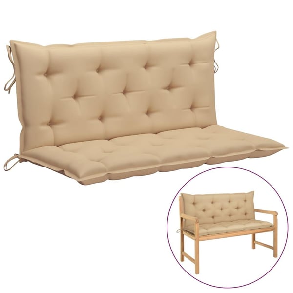 vidaXL hynder til havebænk 2 stk. 120x50x7 cm oxfordstof beige