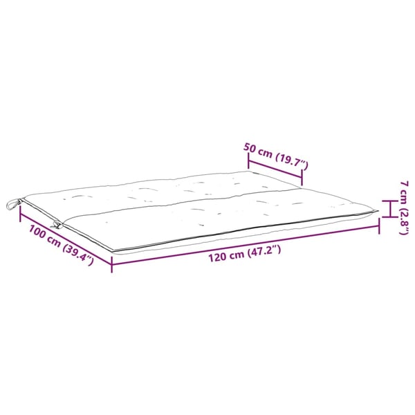 vidaXL hynder til havebænk 2 stk. 120x50x7 cm oxfordstof sort