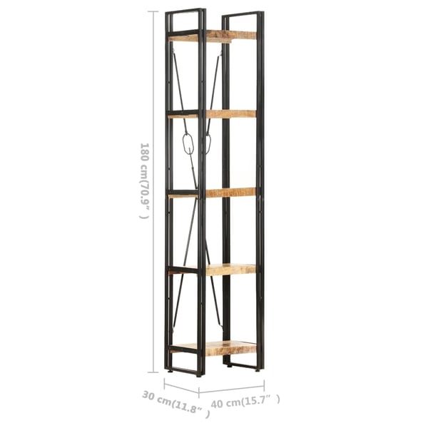 vidaXL Bokhylle 5 etasjer 40x30x180 cm heltre mango
