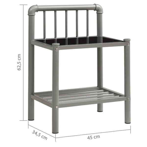 vidaXL sengeskabe 2 stk. metal og glas grå og sort