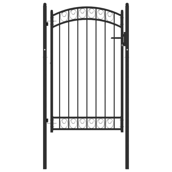 vidaXL Puutarhaportti kaareva yläosa teräs 100x150 cm musta