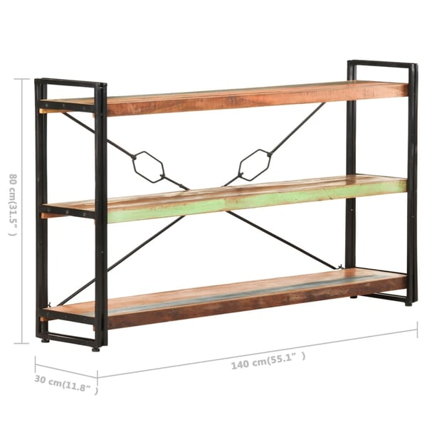 vidaXL Bokhylle 3 etasjer 140x30x80 cm gjenvunnet heltre