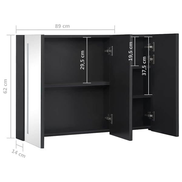 vidaXL LED-speilskap til bad 89x14x62 cm