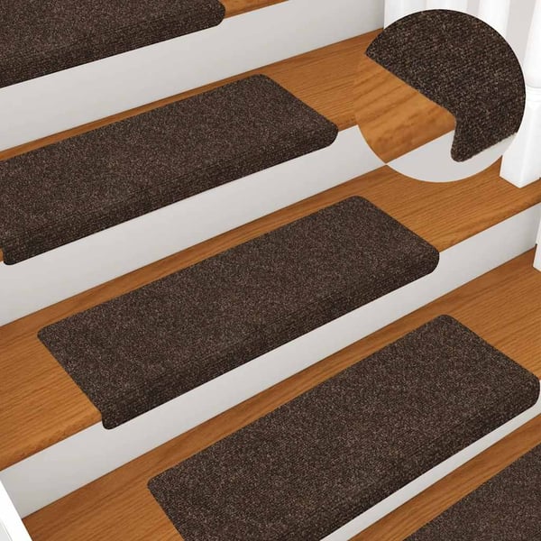 vidaXL Trappematter selvklebende 15 stk 65x21x4 cm brun rektangulær kant