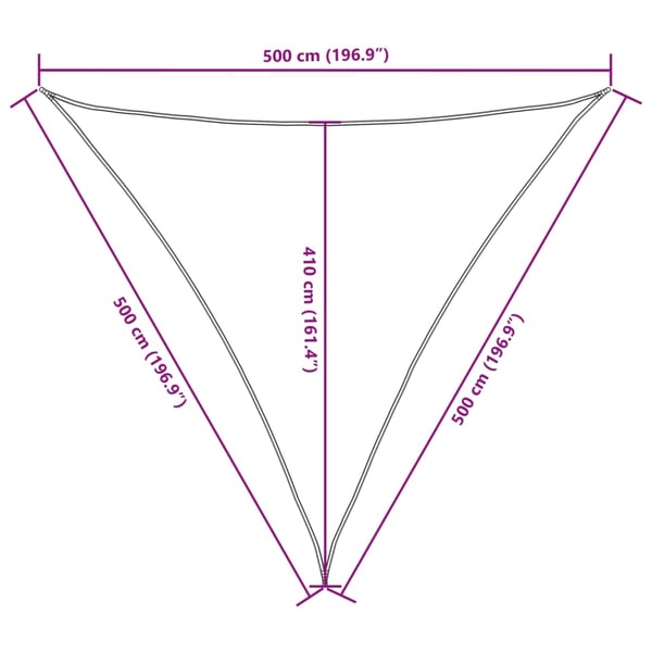 vidaXL Solseil oxfordstoff trekantet 5x5x5 m hvit