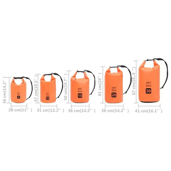 vidaXL Tørrsekk oransje 10 L PVC