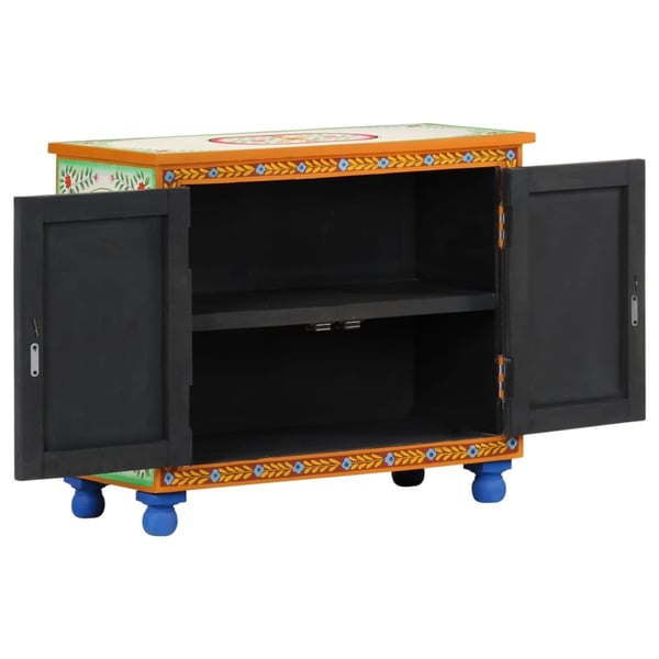 vidaXL håndmalet skænk 70x35x60 cm massivt mangotræ