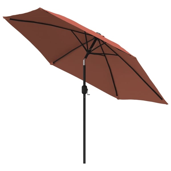 vidaXL parasol m. LED-lys + stålstang 300 cm terrakotta