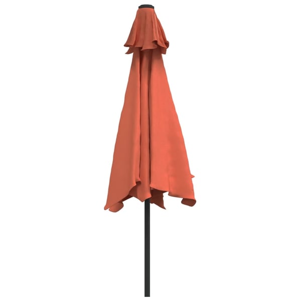 vidaXL parasol m. LED-lys + stålstang 300 cm terrakotta