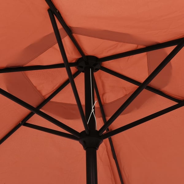 vidaXL parasol m. LED-lys + stålstang 300 cm terrakotta