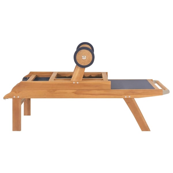 vidaXL Foldbar solseng med hjul 2 stk heltre teak og textilene
