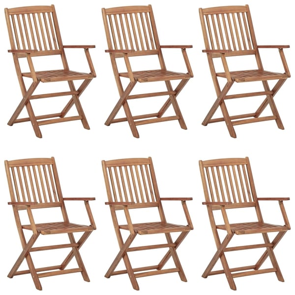 vidaXL foldbare havestole 6 stk. med hynder massivt akacietræ