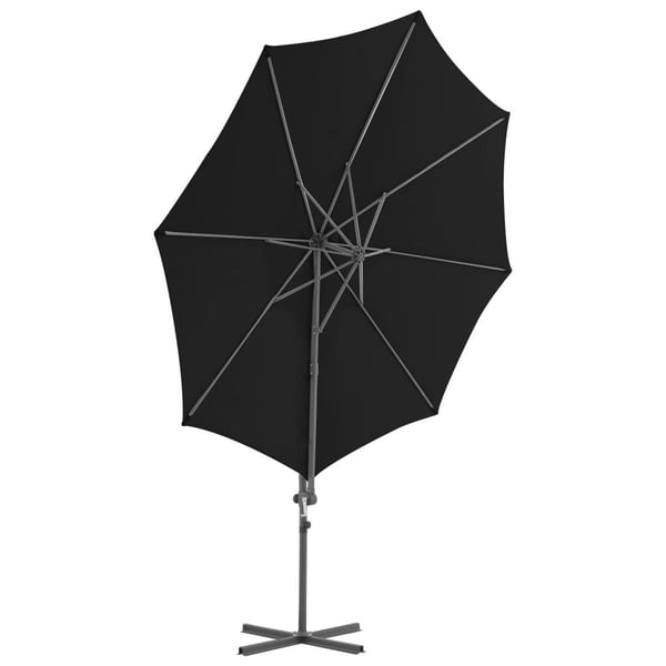 vidaXL hængeparasol 300 cm stålstang sort