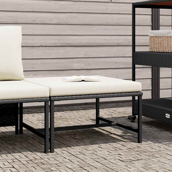 vidaXL modulær fodskammel med hynde polyrattan sort