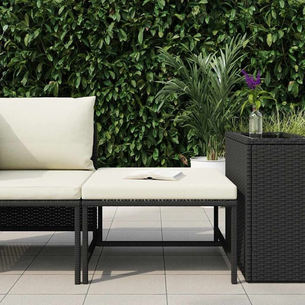 vidaXL modulær fodskammel med hynde polyrattan sort