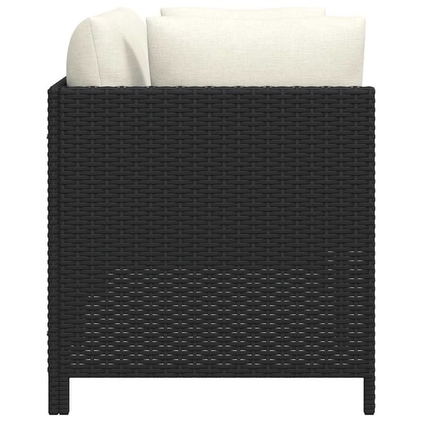 vidaXL 2-personers havesofa med hynder polyrattan sort