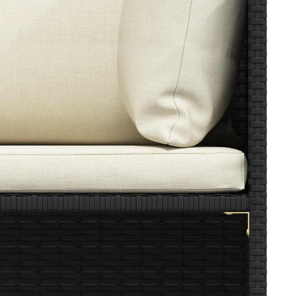 vidaXL 2-personers havesofa med hynder polyrattan sort