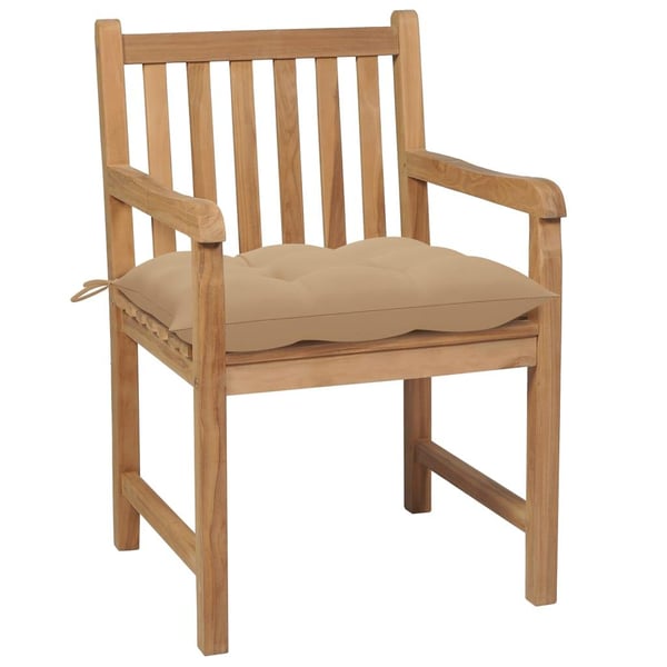 vidaXL havestole 8 stk. med beige hynder massivt teaktræ