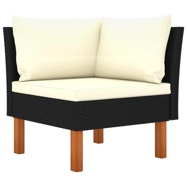 vidaXL 4-personers havesofa med hynder polyrattan sort