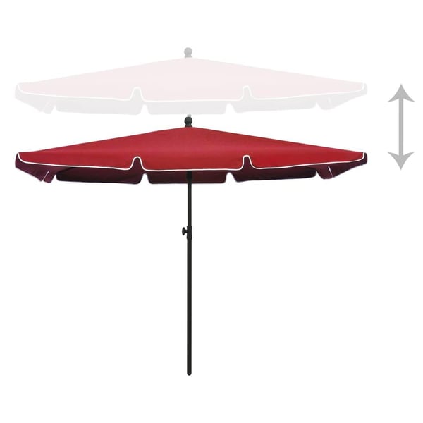 vidaXL Hageparasoll med stang 210x140 cm vinrød