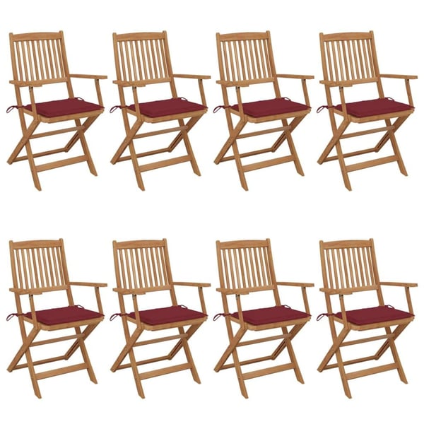 vidaXL foldbare havestole 8 stk. med hynder massivt akacietræ