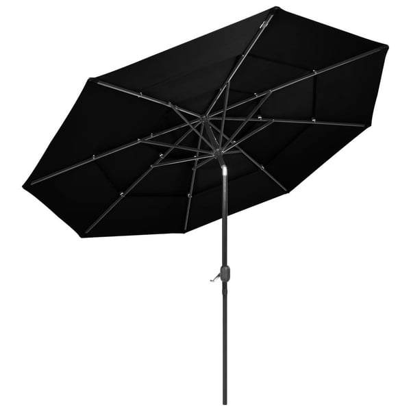 vidaXL parasol med aluminiumsstang 3 niveauer 3 m sort