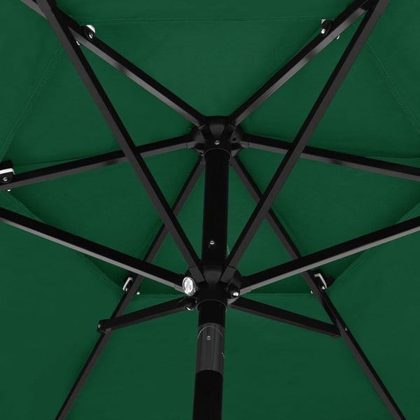 vidaXL parasol 2,5 m aluminiumsstang 3 niveauer grøn