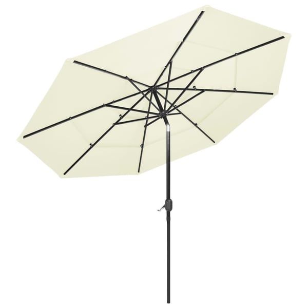 vidaXL parasol 3 m aluminiumsstang 3 niveauer sandfarvet
