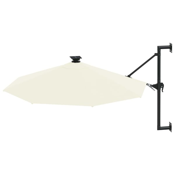 vidaXL Vegghengt hageparasoll med LED 300 cm sand