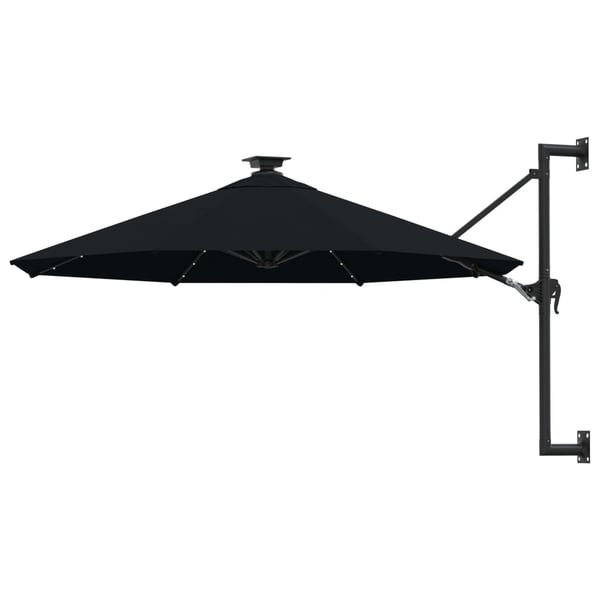 vidaXL væghængt parasol m. LED-lys 300 cm sort