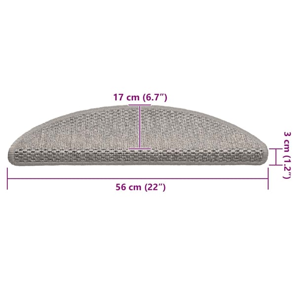 vidaXL Selvklebende trappematter sisal-utseende 15 stk 56x17x3 cm sølv