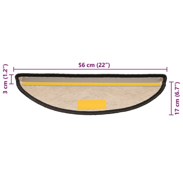 vidaXL Selvklebende trappematter sisal 15 stk 56x17x3 cm antrasitt