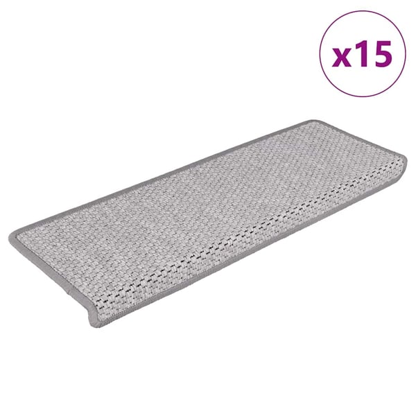 vidaXL Selvklebende trappematter sisal 15 stk 65x21x4 cm platina