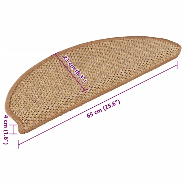 vidaXL selvklæbende trappemåtter 15 stk. 65x21x4 cm sisal-look orange