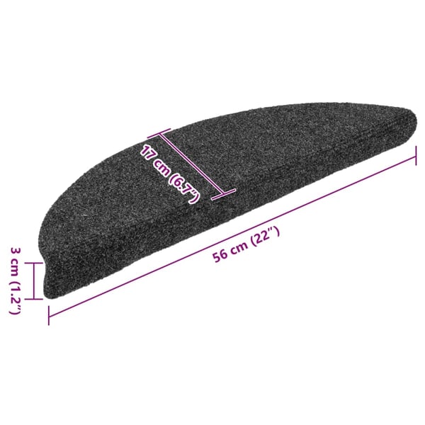vidaXL Trappematter selvklebende 5 stk 56x17x3 cm antrasitt halvrund