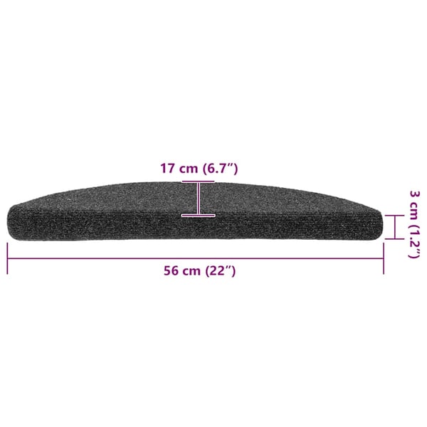 vidaXL Trappematter selvklebende 10 stk 56x17x3 cm antrasitt halvrund