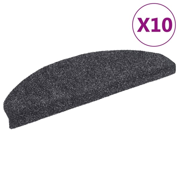 vidaXL Trappematter selvklebende 10 stk 65x21x4 cm mørkegrå halvrund store