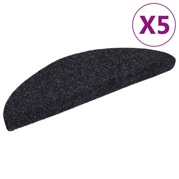 vidaXL Trappematter selvklebende 5 stk 56x17x3 cm svart halvrund