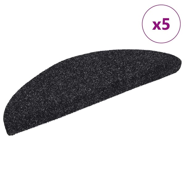 vidaXL Trappematter selvklebende 5 stk 56x17x3 cm svart halvrund