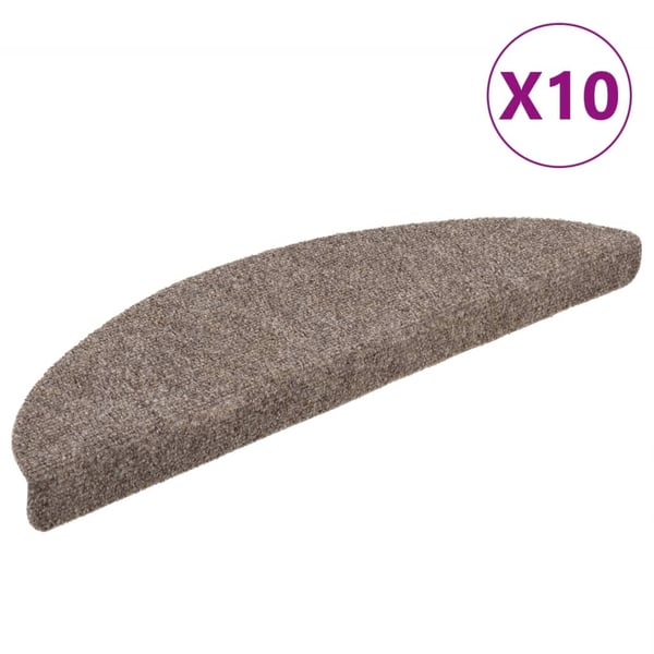 vidaXL Trappematter selvklebende 10 stk 56x17x3 cm beige halvrund