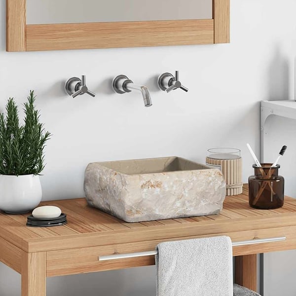 vidaXL Vask 30x30x13 cm marmor kremhvit