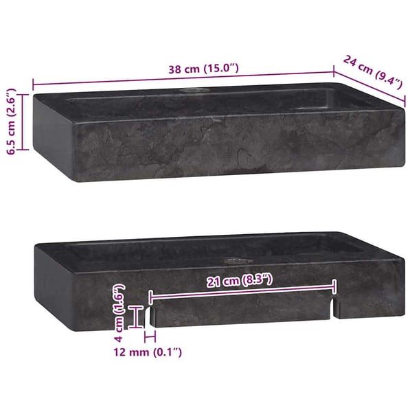 vidaXL Vask 38x24x6,5 cm marmor svart