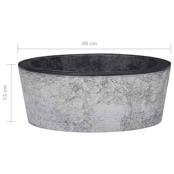 vidaXL Vask Ø40x15 cm marmor svart