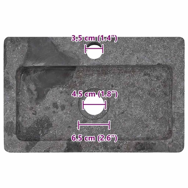 vidaXL Veggmontert vask grå 38x24x6,5 cm marmor