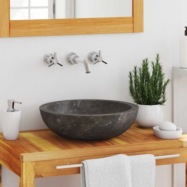vidaXL Vask Ø40x12 cm marmor grå