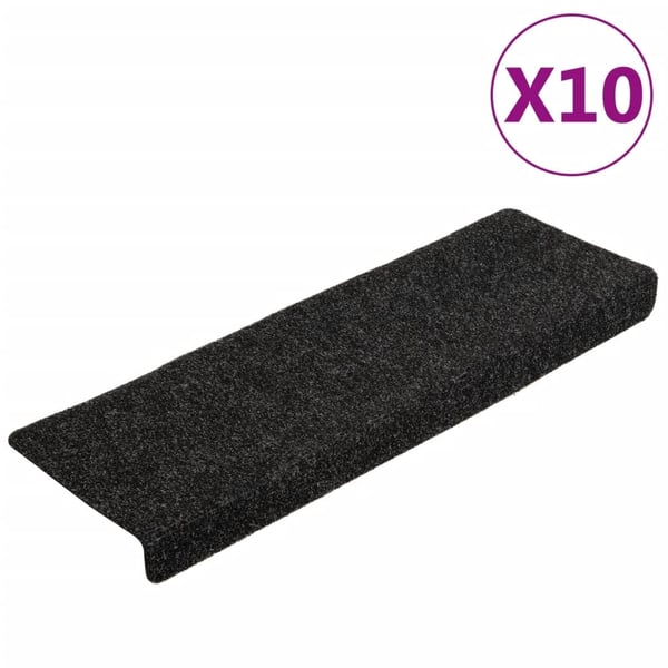 vidaXL trappemåtter 10 stk. 65x21x4 cm tuftet sort
