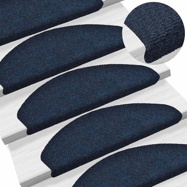 vidaXL Trappematter selvklebende 10 stk 65x21x4 cm marineblå halvrund store