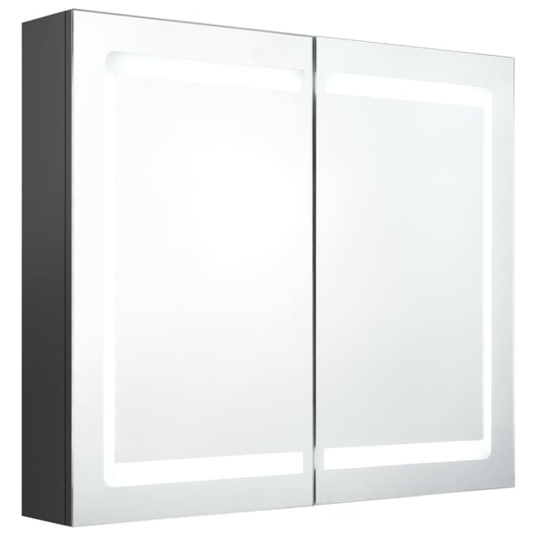 vidaXL LED-speilskap til bad grå 80x12x68 cm
