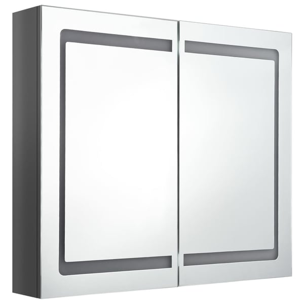 vidaXL LED-speilskap til bad blank grå 80x12x68 cm