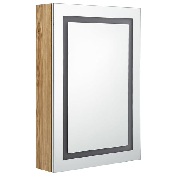 vidaXL LED-speilskap til bad hvit og eik 50x13x70 cm